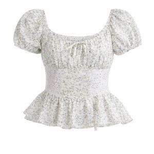 Francesca’s Floral Smocked Puff Sleeve Top Cottagecore Prairie Boho Size M
